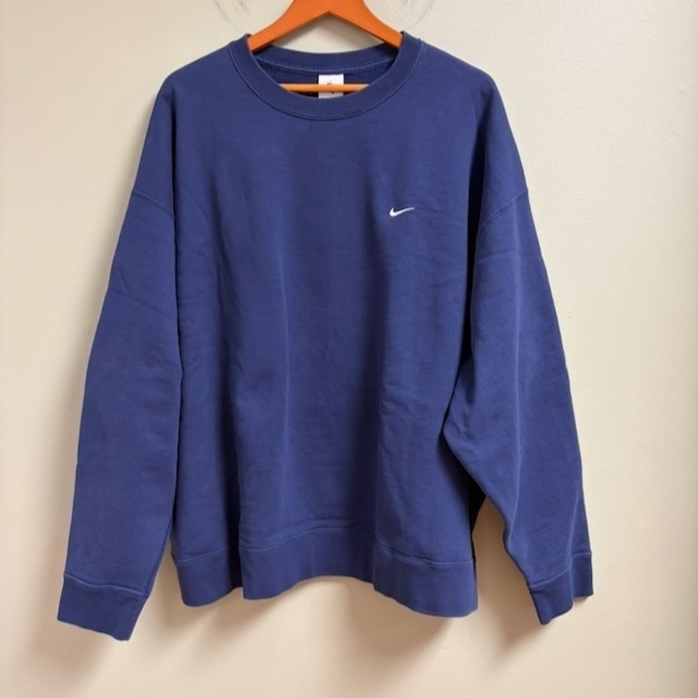 Nike Mens Crew Neck Sweatshirt Size 3XL Navy Swoosh Cotton Blend Streetwear
